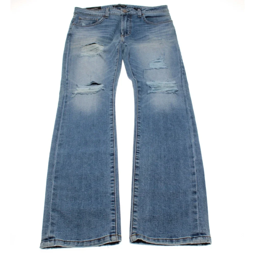 Monfrere NWT Distressed Skinny Jeans Size 34 US Greyson in Blue Cotton Blend